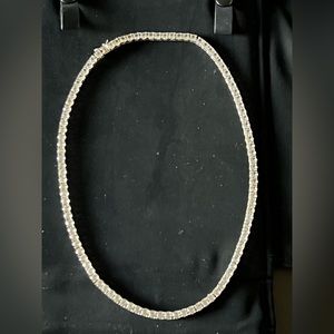 4.0mm Lab-Created White Sapphire Tennis Necklace in Sterling Silver - 17"